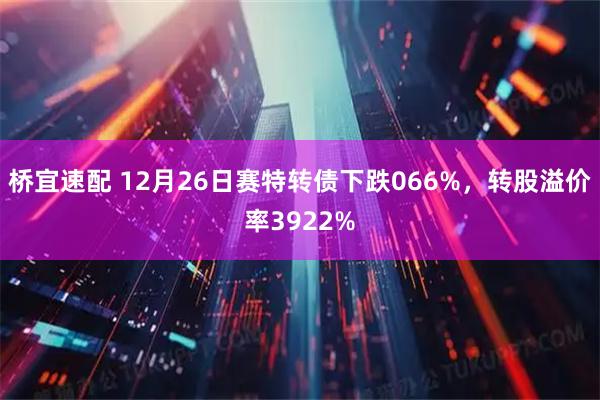 桥宜速配 12月26日赛特转债下跌066%，转股溢价率3922%