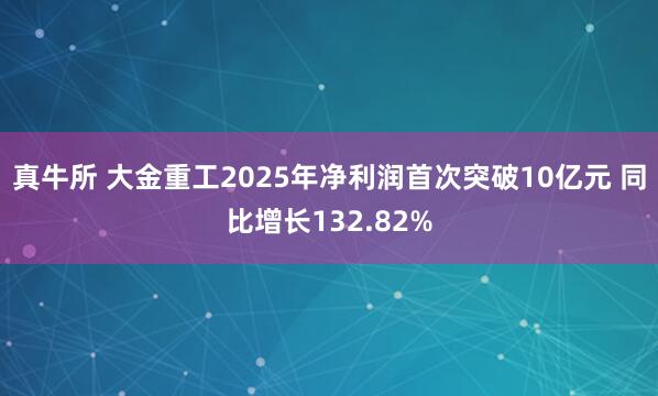 真牛所 大金重工2025年净利润首次突破10亿元 同比增长132.82%